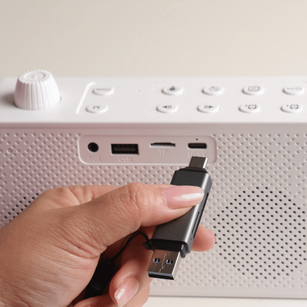 TIME BEAT White | Bluetooth 5.4 Speaker with Digital Alarm Clock & Calendar Display