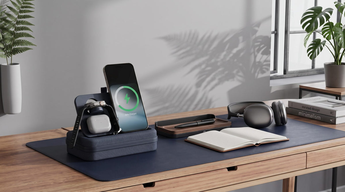 Tech Organizer | 3-in-1 Charging Travel Case with Built-In MagSafe Wireless Charger