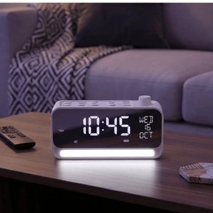 TIME BEAT White | Bluetooth 5.4 Speaker with Digital Alarm Clock & Calendar Display