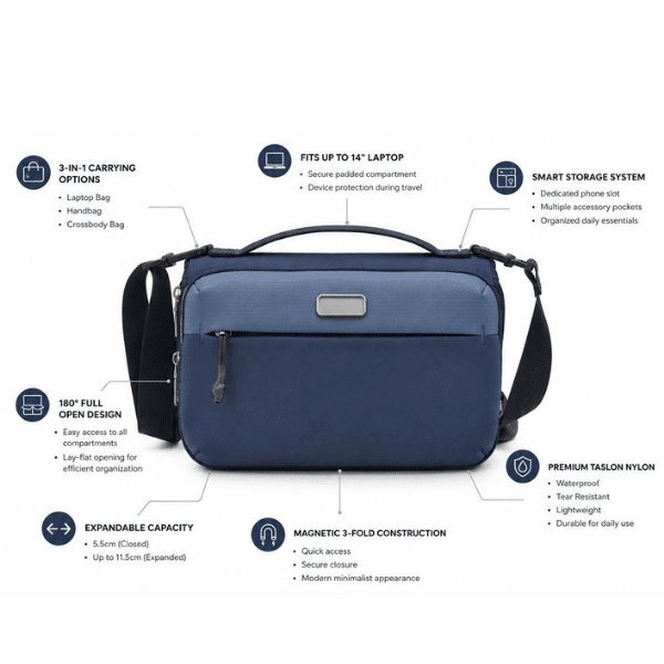 AEROFOLD | Magnetic 2-in-1 Foldable Laptop Bag & Crossbody