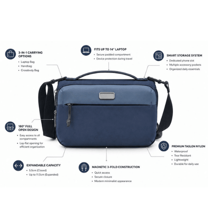 AEROFOLD | Magnetic 2-in-1 Foldable Laptop Bag & Crossbody