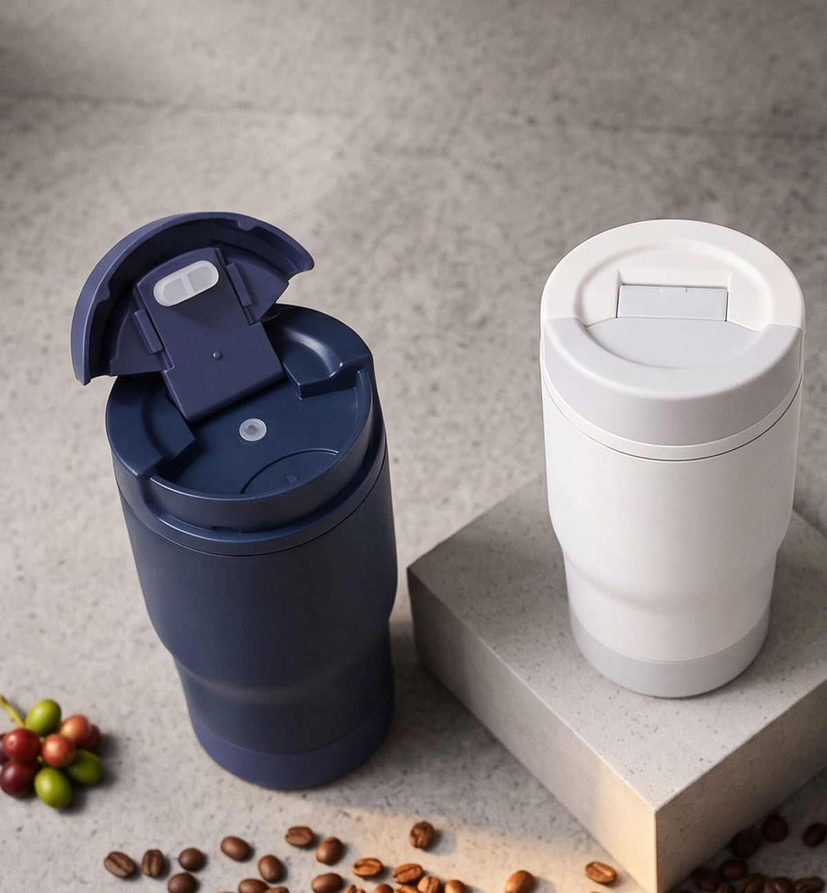 MISK | 420ml Leakproof Travel Coffee Mug – 304 Stainless Steel Interior, Pull-Flip Lid