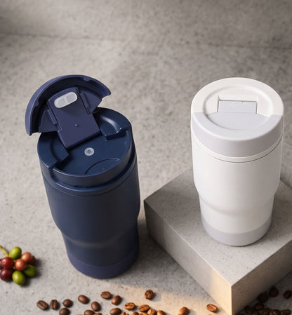 MISK | 420ml Leakproof Travel Coffee Mug – 304 Stainless Steel Interior, Pull-Flip Lid