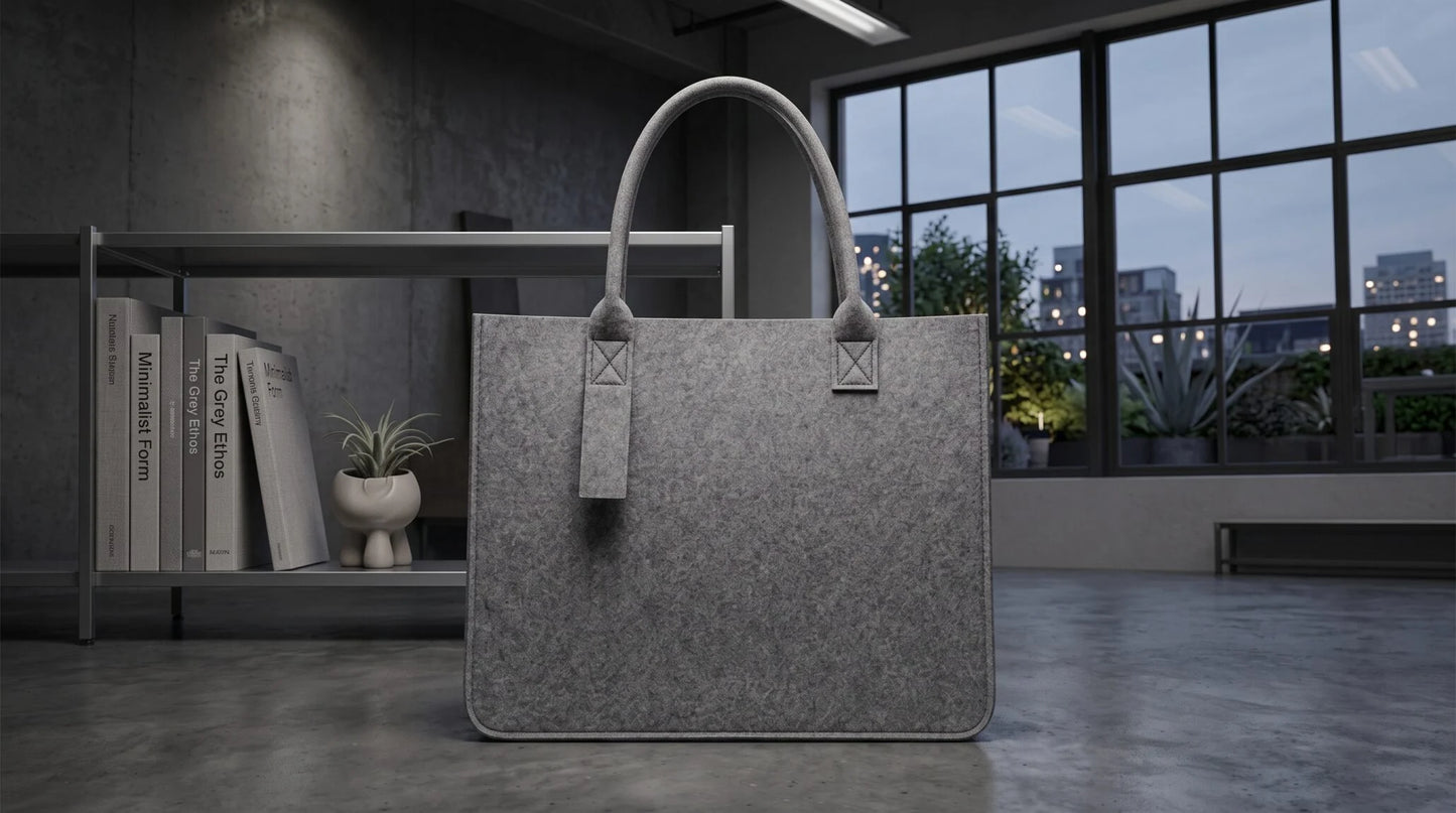 FELTY BAG Grey | Premium 3mm Felt Tote with Structured Design