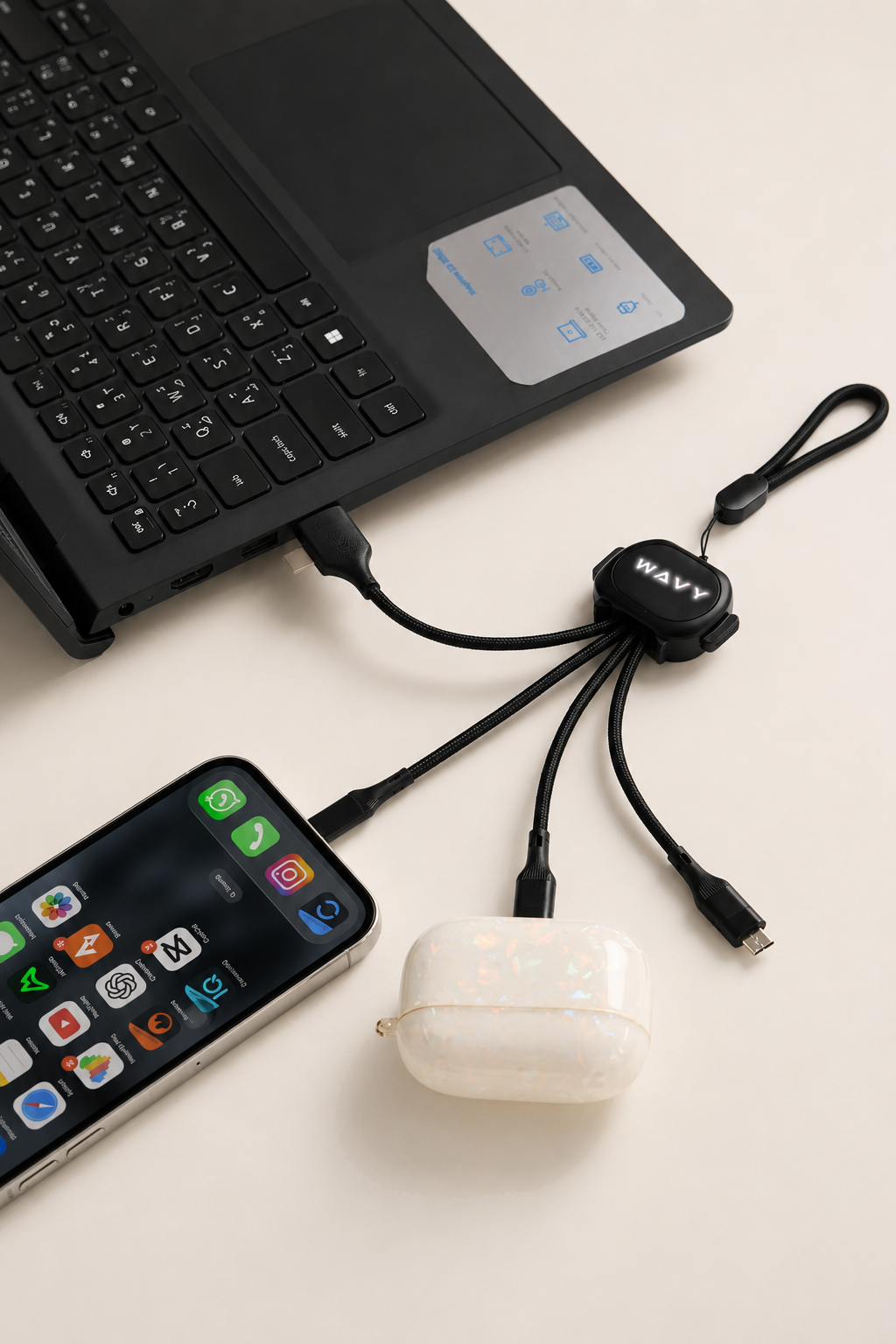 PIXI Cable with NFC — 5-in-1 Fast Charging Cable with Smart NFC Sharing