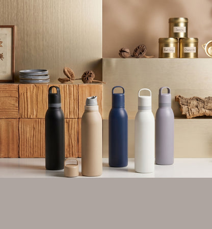 GRAB&SIP | 530ml Stainless Steel Bottle | 2-in-1 Straw & Direct Sip