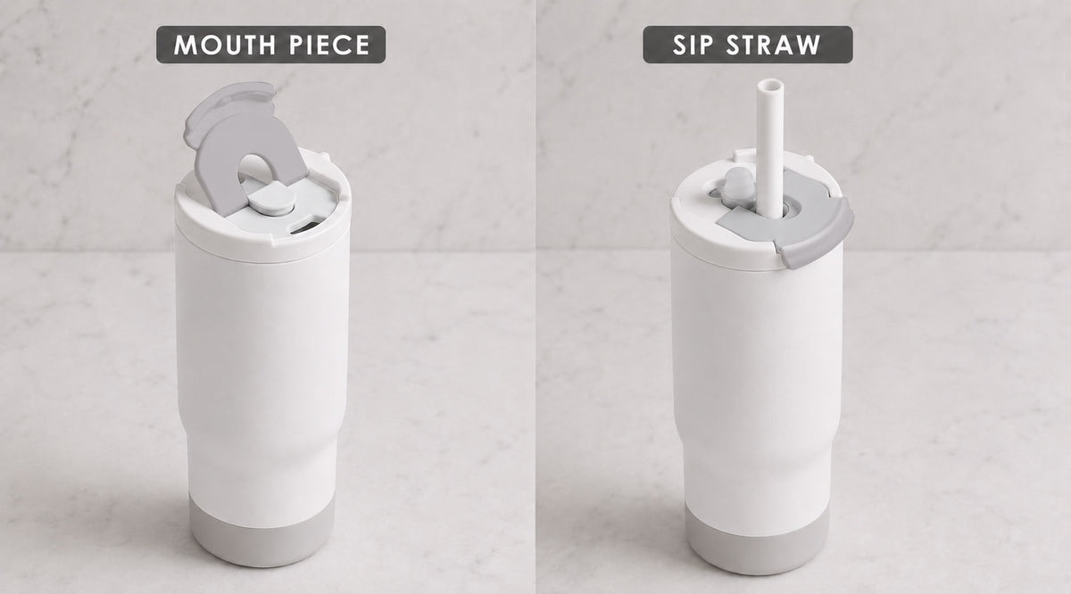 SIPORA | 600ml Steel Straw Coffee Mug with Non-Slip Grip
