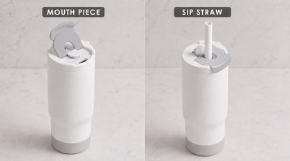 SIPORA | 600ml Steel Straw Coffee Mug with Non-Slip Grip