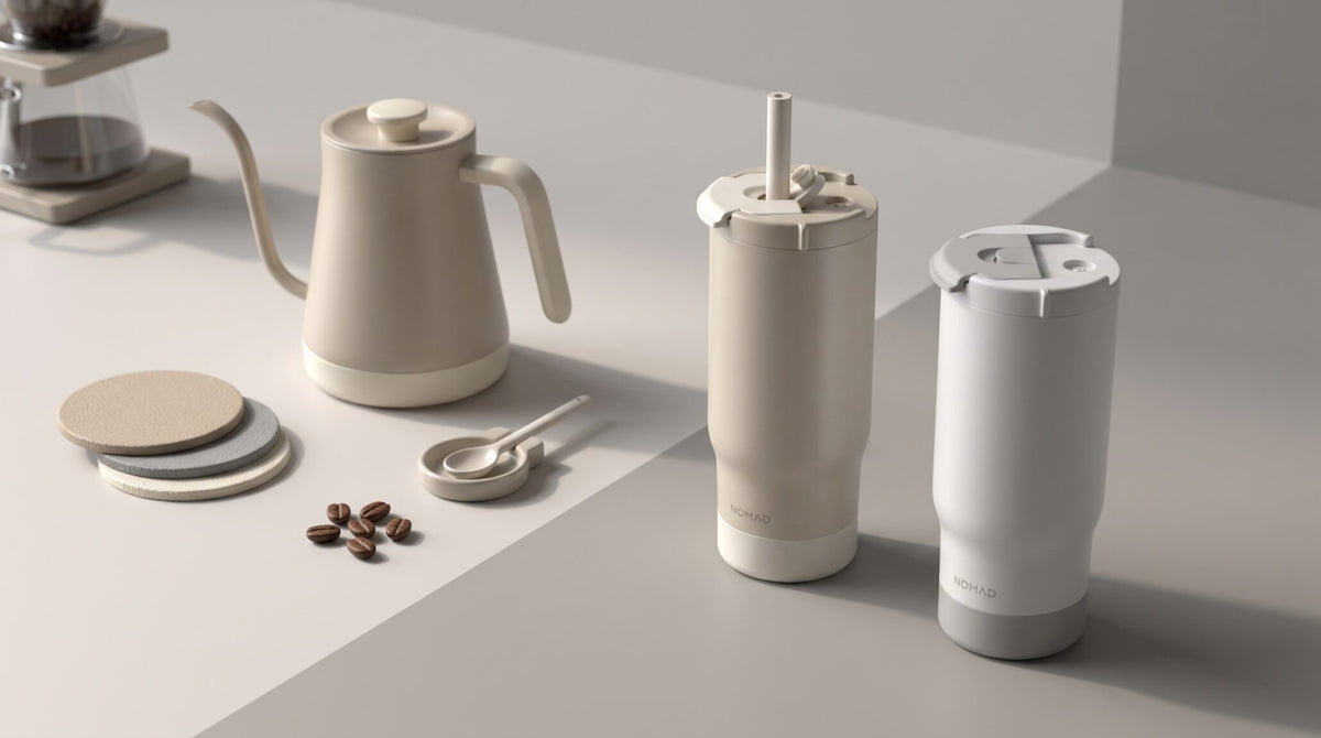 SIPORA | 600ml Steel Straw Coffee Mug with Non-Slip Grip