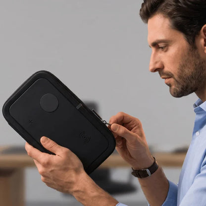 Tech Organizer | 3-in-1 Charging Travel Case with Built-In MagSafe Wireless Charger