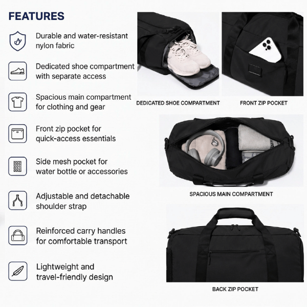FLEXBAG Black | 30L Waterproof Multi-Functional Gym & Travel Bag