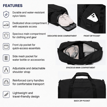 FLEXBAG Black | 30L Waterproof Multi-Functional Gym & Travel Bag