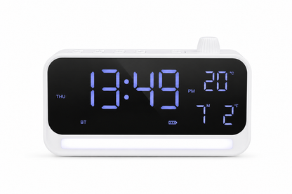 TIME BEAT White | Bluetooth 5.4 Speaker with Digital Alarm Clock & Calendar Display