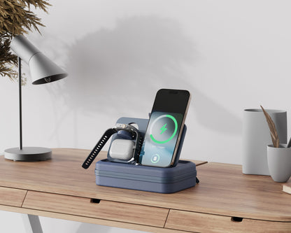 Tech Organizer | 3-in-1 Charging Travel Case with Built-In MagSafe Wireless Charger