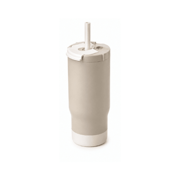 SIPORA | 600ml Steel Straw Coffee Mug with Non-Slip Grip