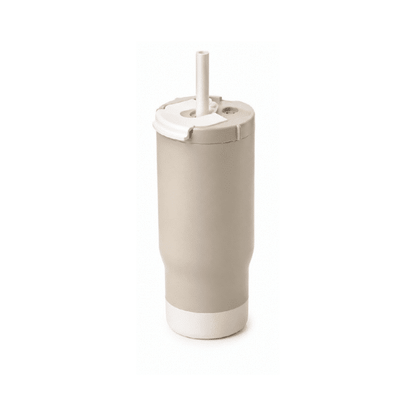 SIPORA | 600ml Steel Straw Coffee Mug with Non-Slip Grip
