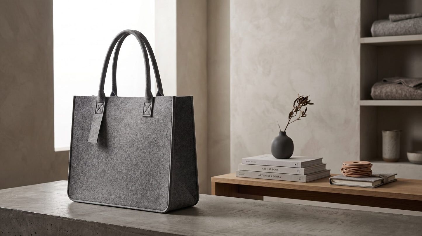 FELTY BAG Grey | Premium 3mm Felt Tote with Structured Design