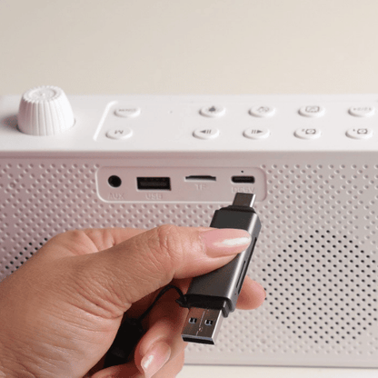 TIME BEAT White | Bluetooth 5.4 Speaker with Digital Alarm Clock & Calendar Display